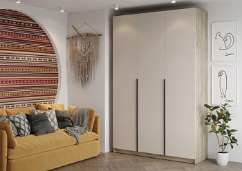 БОХО Шкаф ШК-004 (Шкаф комбинированный, 3-ств.) Дуб крафт серый / Кашемир