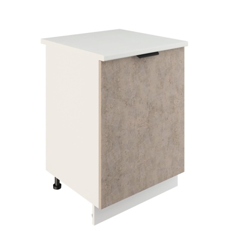 Шкаф нижний ШН 600-1 Корпус: ЛДСП белый 16мм; фасад: фрезеровка Норд, МДФ камень беж 16 мм