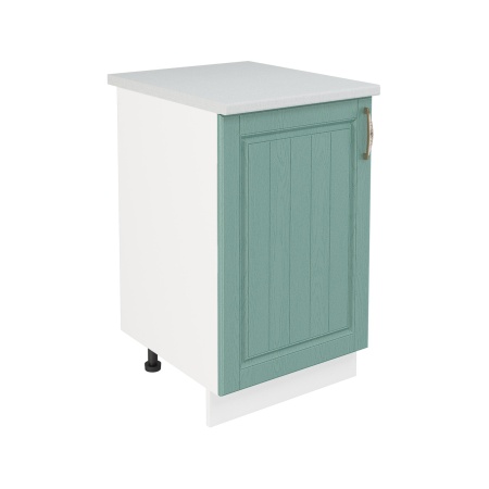 Шкаф нижний ШН 500 Корпус: ЛДСП белый 16мм; фасад: фрезеровка Лондон, МДФ дуб изумруд 16мм