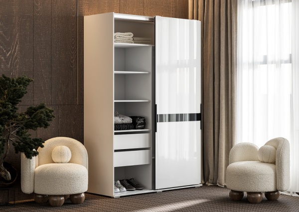 шкаф-купе Оскар 1,5м белый/глянец белый