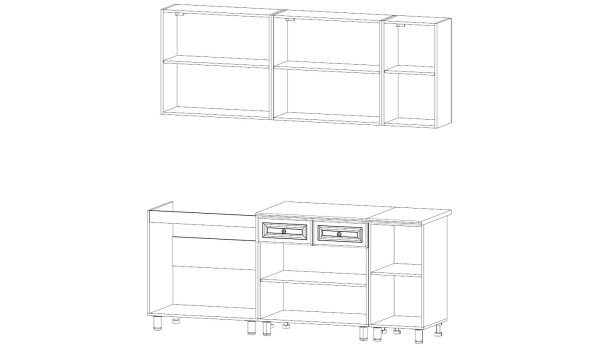 Кухня Кантри 2м Белый / Массив скай