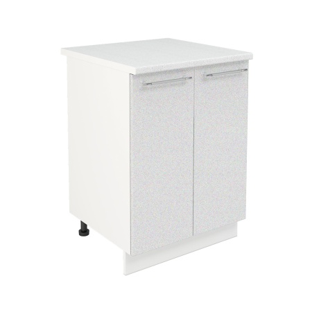 Шкаф нижний ШН 600 Корпус: ЛДСП белый 16мм; фасад: фрезеровка Олива, МДФ металлик белый 16мм