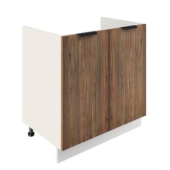 Шкаф нижний под мойку ШНМ 800 Корпус: ЛДСП белый 16мм; фасад: фрезеровка Норд, МДФ орех канадский 16 мм