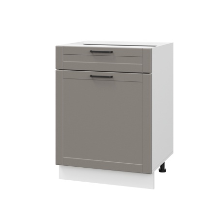 Шкаф нижний с ящиком ШН1Я 600 Корпус: ЛДСП белый 16мм; фасад: фрезеровка Диада, МДФ лофт кварц 16 мм