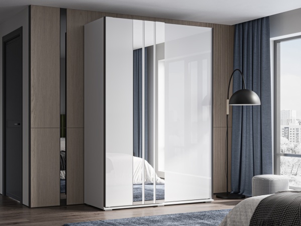 шкаф-купе Оскар-2 1,5м белый / глянец белый