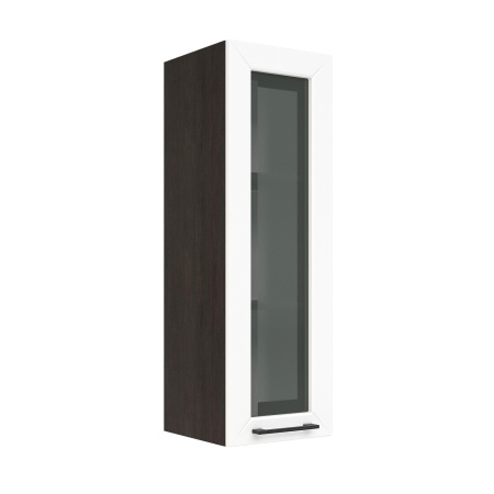 Шкаф верхний со стеклом (премьер) ШВС 300Н Корпус: ЛДСП венге 16мм; фасад: фрезеровка Кельн, МДФ софт даймонд 16мм