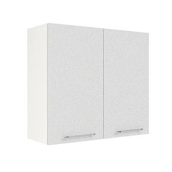 Шкаф верхний ШВ 800 Корпус: ЛДСП белый 16мм; фасад: фрезеровка Олива, МДФ металлик белый 16мм