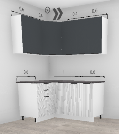 Кухня угловая Норд line пломбир / Софт смок верх 1200*1600 мм (4607)