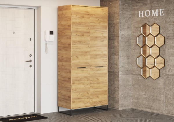 ЛОФТ Шкаф с выд.штанг. ШК-003 Корпус - Дуб Крафт золотой  Фасад ЛДСП - Дуб Крафт золотой