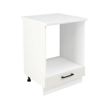 Шкаф нижний духовой ШНД 600 Корпус: ЛДСП белый 16мм; фасад: фрезеровка Кельн, МДФ софт айвори 16 мм