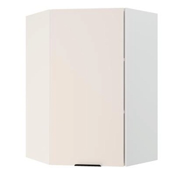 Шкаф верхний угловой (премьер)  ШВУ 600Н Корпус: ЛДСП белый 16мм; фасад: фрезеровка Норд, МДФ софт пломбир 16 мм