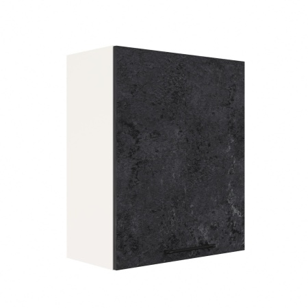 Шкаф верхний ШВ 600-1 Корпус: ЛДСП белый 16мм; фасад: фрезеровка Нувель, МДФ бетон черный 16мм