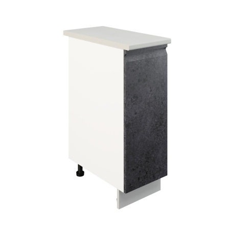 Шкаф нижний ШН 300 Корпус: ЛДСП белый 16мм; фасад: фрезеровка Бруклин, МДФ бетон черный 16мм
