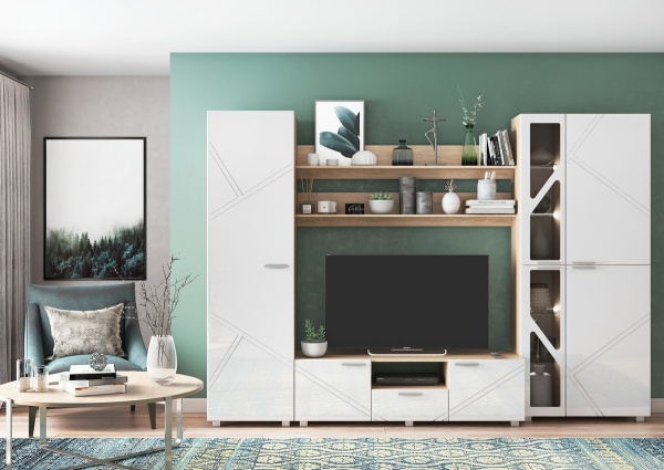 Гостиная МАНХЕТЕН НМ ( Комплект ) Корпус - Дуб Сонома светлый