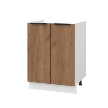 Шкаф нижний под мойку ШНМ 600 Корпус: ЛДСП белый 16мм; фасад: фрезеровка Оливия, ЛДСП дуб крафт табачный 16 мм