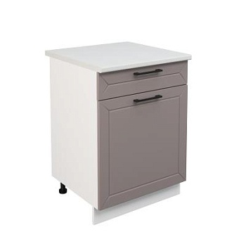 Шкаф нижний с ящиком ШН1Я 600 Корпус: ЛДСП белый 16мм; фасад: фрезеровка Кельн, МДФ софт тоффи 16мм