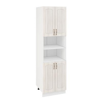 Пенал ПД600-22 Корпус: ЛДСП белый 16мм; фасад: фрезеровка Гренада, МДФ сандал 16мм