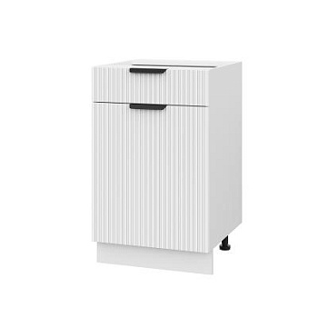 Шкаф нижний с ящиком ШН1Я 500 Корпус: ЛДСП белый 16мм; фасад: фрезеровка Норд Line, МДФ софт пломбир 16 мм