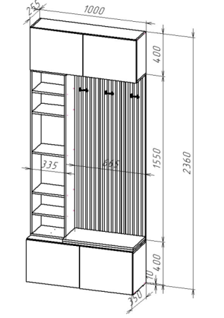 БОХО Прихожая НМ-2 Loft 000_Бежевый велюр Корпус - Дуб Крафт серый  Фасад ЛДСП - Кашемир 5981 BS
