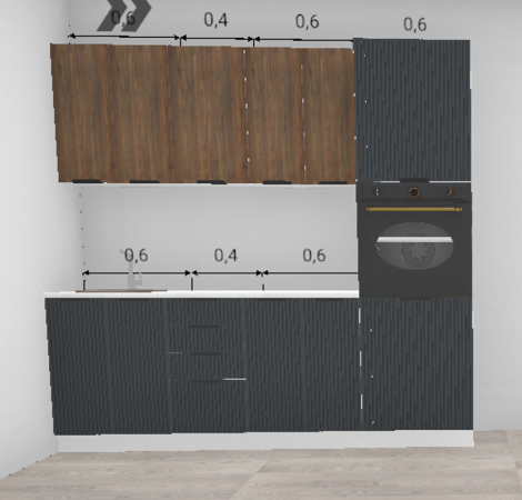 Кухня Норд Line Софт смок / Орех канадский 1,60 м + пенал 600 под духовой шкаф (5841)