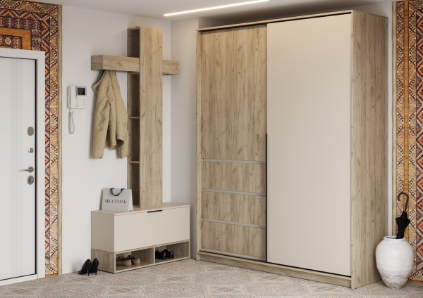 БОХО Прихожая Корпус - Дуб Крафт серый  Фасад ЛДСП - Кашемир 5981 BS