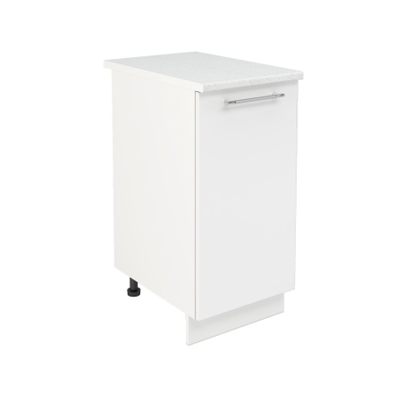 Шкаф нижний ШН 400 Корпус: ЛДСП белый 16мм; фасад: фрезеровка Олива, МДФ глянец белый 16мм