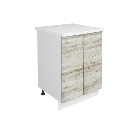 Шкаф нижний ШН 600 Корпус: ЛДСП белый 16мм; фасад: фрезеровка Бруклин, МДФ клен скандинавский 16 мм