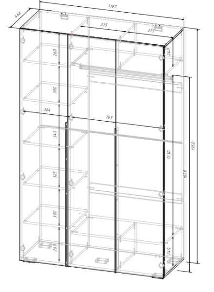 АЙРИ Шкаф ШК-003 (3-ств.) Корпус - Кашемир 2,75