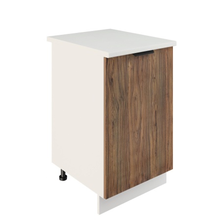 Шкаф нижний ШН 500 Корпус: ЛДСП белый 16мм; фасад: фрезеровка Норд, МДФ орех канадский 16 мм