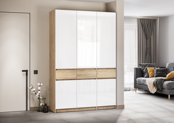 мс для прихожей Стоуби ШК-1500 дуб крафт золотой/глянец белый