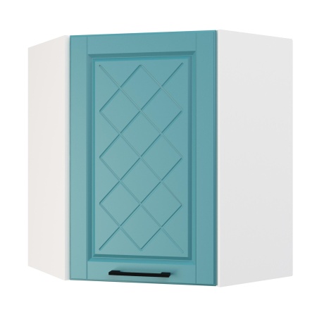 Шкаф верхний угловой ШВУ 600 Корпус: ЛДСП белый 16мм; фасад: фрезеровка Барселона, МДФ морское дерево 16мм