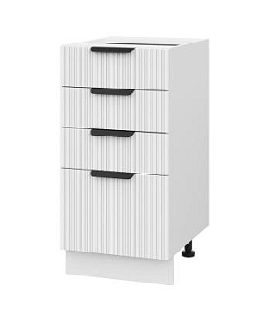 Шкаф нижний с ящиками ШНЯ 500 Корпус: ЛДСП белый 16мм; фасад: фрезеровка Норд Line, МДФ софт пломбир 16 мм