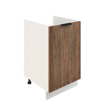 Шкаф нижний под мойку ШНМ 500 Корпус: ЛДСП белый 16мм; фасад: фрезеровка Норд, МДФ орех канадский 16 мм