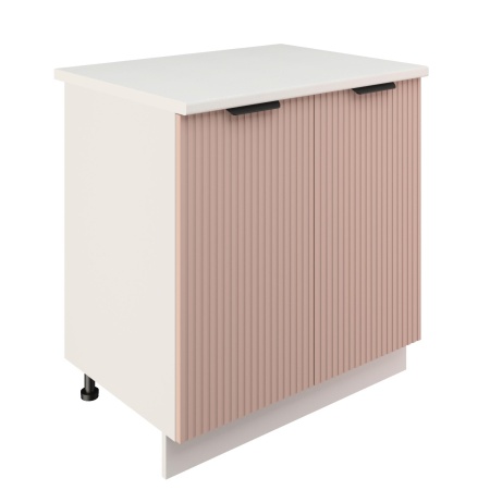 Шкаф нижний ШН 800 Корпус: ЛДСП белый 16мм; фасад: фрезеровка Норд Line, МДФ софт какао 16 мм