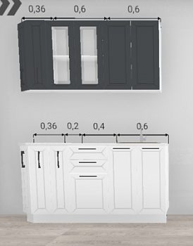 Кухня Кельн Софт смок 1,56 м с врезной мойкой и посудосушителем (4647) Кухня Кельн Софт смок 1,56 м с врезной мойкой и посудосушителем (4647)