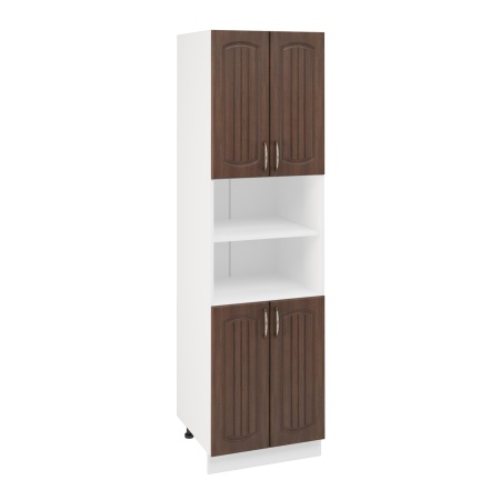 Пенал ПД600-22 Корпус: ЛДСП белый 16мм; фасад: фрезеровка Гренада, МДФ бразильский орех 16мм