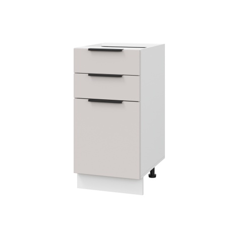 Шкаф нижний с ящиками ШН3Я 400 Корпус: ЛДСП белый 16мм; фасад: фрезеровка Оливия, МДФ моно керамика 16 мм