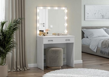 Стол туалетный Ронда СТ-01 с подсветкой (2) Белое дерево/белое дерево Стол туалетный Ронда СТ-01 с подсветкой (2) Белое дерево/белое дерево