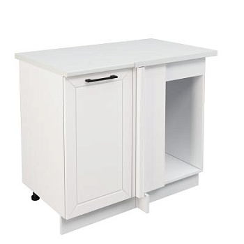 Шкаф нижний угловой  ШНУП 1000 Корпус: ЛДСП белый 16мм; фасад: фрезеровка Кельн, МДФ софт даймонд 16мм