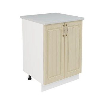 Шкаф нижний ШН 600 Корпус: ЛДСП белый 16мм; фасад: фрезеровка Лондон, МДФ дуб крем 16мм