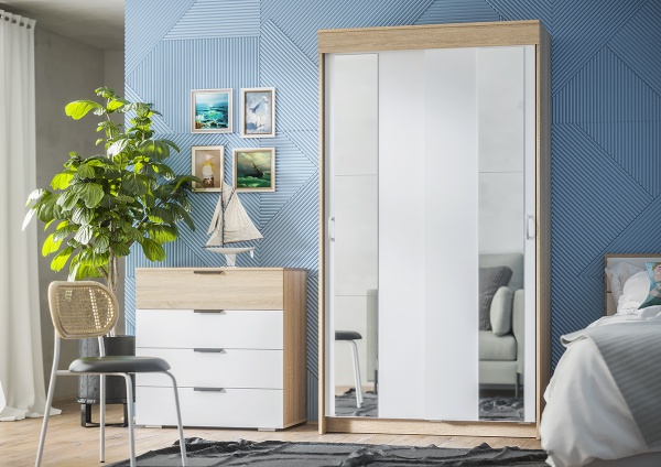 шкаф-купе Бассо 1,0м дуб сонома/белый