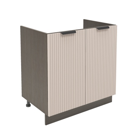 Шкаф нижний под мойку ШНМ 800 Корпус: ЛДСП венге 16мм; фасад: фрезеровка Норд Line, МДФ софт какао 16 мм