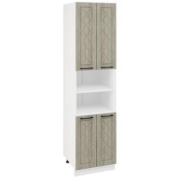 Пенал (премьер) ПД600Н-22 Корпус: ЛДСП белый 16мм; фасад: фрезеровка Барселона, МДФ седой клен 16мм