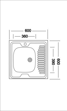 Мойка кухонная накладная 0,4/140 60*60 Левая