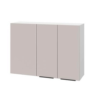 Шкаф верхний угловой ШВУП 1000 Корпус: ЛДСП белый 16мм; фасад: фрезеровка Оливия, МДФ сиена тауп 16 мм