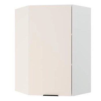 Шкаф верхний угловой (премьер)  ШВУ 600Н Корпус: ЛДСП белый 16мм; фасад: фрезеровка Норд, МДФ софт даймонд 16 мм