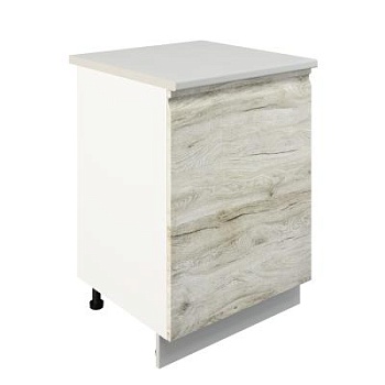 Шкаф нижний ШН 600-1 Корпус: ЛДСП белый 16мм; фасад: фрезеровка Бруклин, МДФ клен скандинавский 16 мм