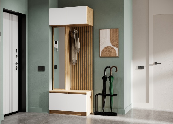 БОСТОН ЛАЙТ Антресольная секция Корпус - Дуб Крафт золотой К003  Фасад ЛДСП - Белый (Гладкий)