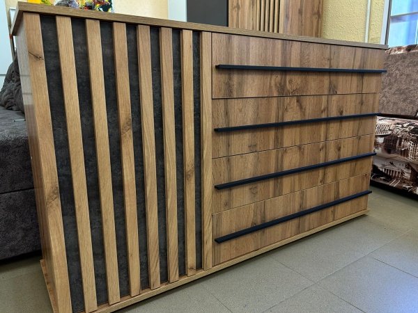 Марракеш Комод 1 створка 4 ящика Дуб вотан / Цемент темный