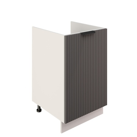 Шкаф нижний под мойку ШНМ 500 Корпус: ЛДСП белый 16мм; фасад: фрезеровка Норд Line, МДФ софт маренго 16 мм